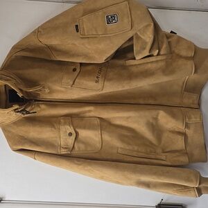 Y2K Sean John Camel Brown Faux Suede Bomber Jacket Coat 2XL
